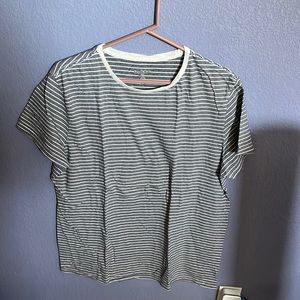 Grey and white stripped t shirt size Large